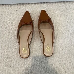 Vince Camuto Tan Leather Mules with Bow